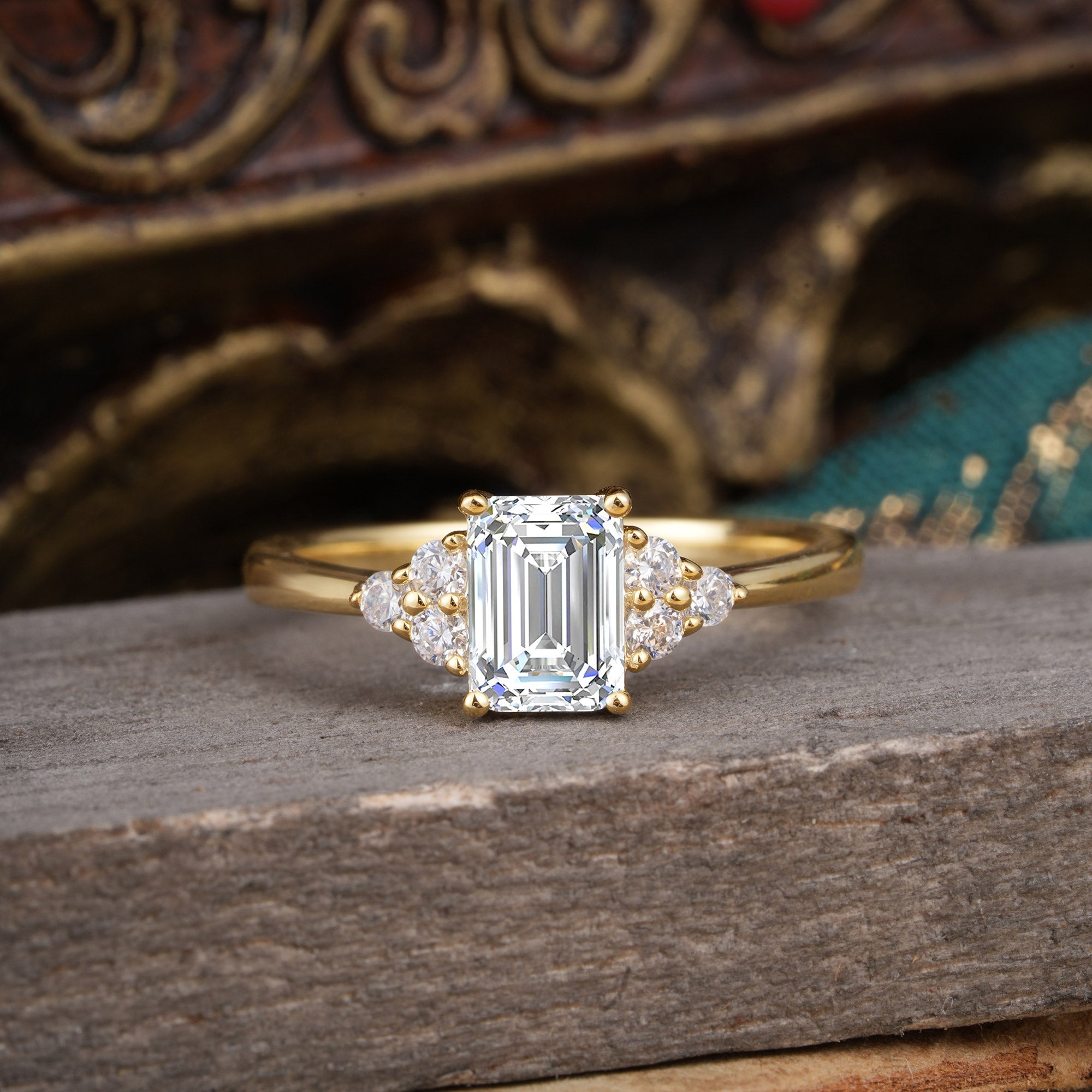 Marquise Shaped Three Stone Lab Grown Diamond Engagement Ring